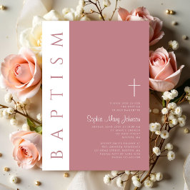 Moderne Elegante Script Roze Doop Kaart