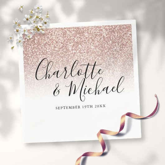 Moderne Elegante Script Roze Gouden Glitter Bruilo Servet