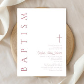 Moderne Elegante Script Roze Meisjes Doopfeest Kaart