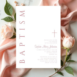 Moderne Elegante Script Roze Meisjes Doopfeest Kaart