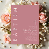 Moderne Elegante Script Roze Meisjes Doopfeest Kaart