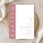 Moderne Elegante Script Roze Meisjes Doopfeest Kaart