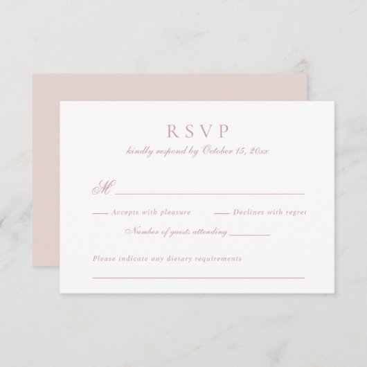 Moderne Elegante Script Roze Roze Trouw-RSVP Kaart (Voorkant / Achterkant)