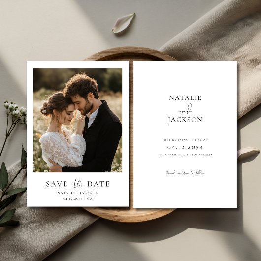 Moderne Elegante Script Rustieke Minimaal Foto Bru Save The Date