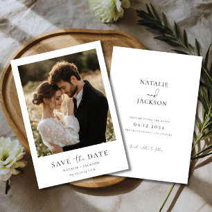 Moderne Elegante Script Rustieke Minimaal Foto Bru Save The Date