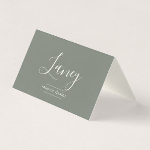 Moderne Elegante Script Sage QR Code Professioneel Kaart