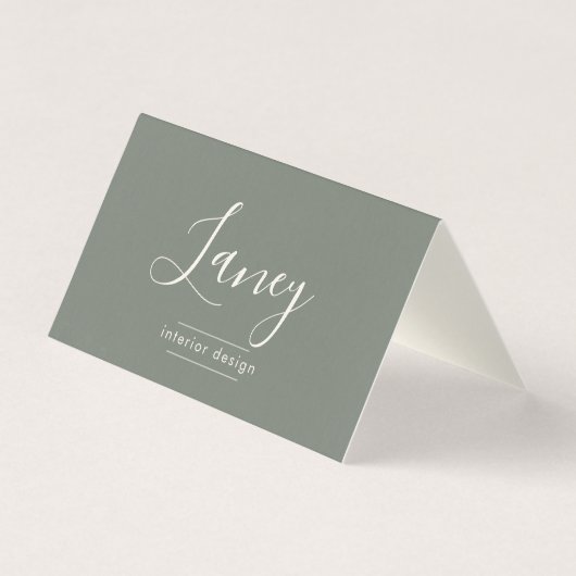 Moderne Elegante Script Sage QR Code Professioneel Kaart (Voorkant)