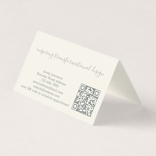 Moderne Elegante Script Sage QR Code Professioneel Kaart (Achterkant)