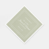 Moderne Elegante Script Sagegroen Witte Trouwdag Servet (Hoek)