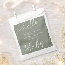 Moderne Elegante Script Saliegroen Baby Shower