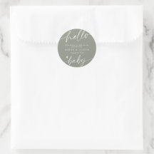 Moderne Elegante Script Saliegroen Baby Shower