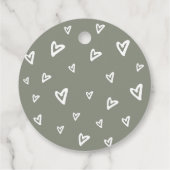Moderne Elegante Script Saliegroene Baby Shower Bedankjes Labels (Achterkant)