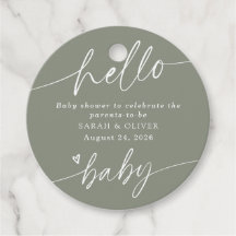 Moderne Elegante Script Saliegroene Baby Shower
