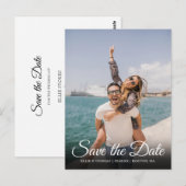 Moderne Elegante Script Save the Date Foto Briefkaart (Voorkant / Achterkant)