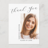 Moderne Elegante Script Simpele Foto Grad Bedankt Briefkaart (Voorkant)