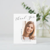 Moderne Elegante Script Simpele Foto Grad Bedankt Briefkaart (Staand voorkant)