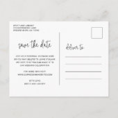 Moderne Elegante Script Simpele Trouwdatum Bewaar Aankondigingskaart (Achterkant)