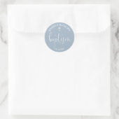 Moderne Elegante Script Stof Blauwe Doop Ronde Sticker (Tas)