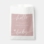 Moderne Elegante Script Stof Roze Baby Shower Bedankzakje (Voorkant)