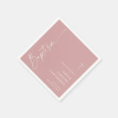Moderne Elegante Script Stof Roze Meisjes Doopfees Servet (Hoek)