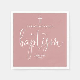 Moderne Elegante Script Stof Roze Roze Doop Servet