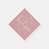Moderne Elegante Script Stof Roze Roze Doop Servet (Hoek)