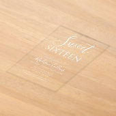Moderne Elegante Script Sweet 16 Acryl Uitnodigingen (Laagn)