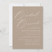 Moderne Elegante Script Taupe Bruidsfeest Brunch Kaart (Voorkant)