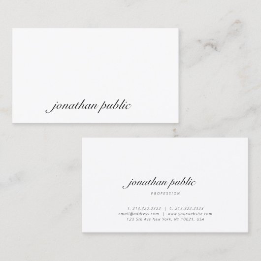 Moderne Elegante Script Tekst Eenvoudige Professio Visitekaartje (Voorkant / Achterkant)
