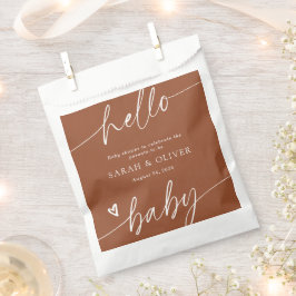 Moderne Elegante Script Terracotta Baby Shower Bedankzakje