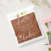 Moderne Elegante Script Terracotta Baby Shower Bedankzakje (Gezegeld)
