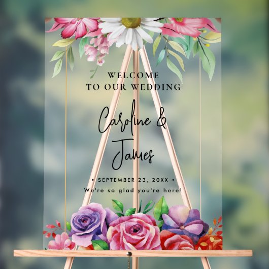 Moderne Elegante Script Trouw Welkom Acryl Bord (Neutraal)