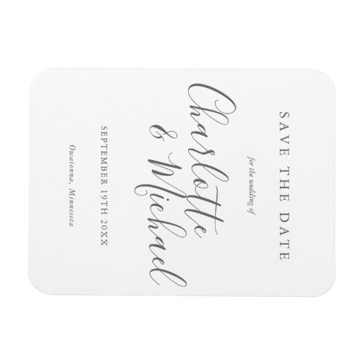 Moderne Elegante Script Trouwkaart Save the Date Magneet (Horizontaal)