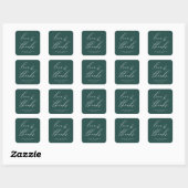 Moderne Elegante Script Turquoise Liefde & Dankbaa Vierkante Sticker (Vel)