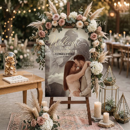 Moderne elegante script verlovingsfoto welkom acryl bord
