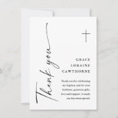 Moderne Elegante Script Wit Doopfeest Bedankkaart (Voorkant)