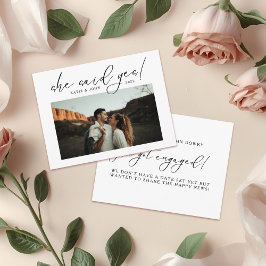 Moderne Elegante Script Zij Zei Ja Foto Aankondigingskaart