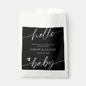 Moderne Elegante Script Zwart & Wit Baby Shower Bedankzakje (Voorkant)
