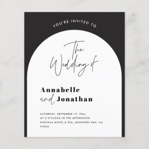 moderne elegante script zwart-wit boog bruiloft flyer
