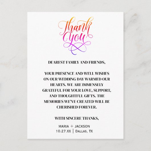 Moderne Elegante Script Zwart Wit Huwelijk  Briefkaart (Voorkant)