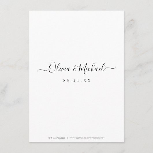 Moderne, elegante scriptbruiloft informatiekaartje (Achterkant)