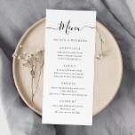 Moderne, elegante scriptbruiloft menu<br><div class="desc">Modern scriptontwerp in zwart-wit,  met optionele foto van het paar op de achterkant,  eenvoudig en elegant. Geweldige bruiloft menukaarten voor moderne bruiloft en andere evenementen. Bekijk alle bijpassende stukken in collectie.</div>