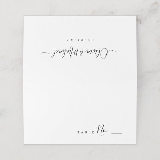 Moderne, elegante scriptbruiloft plaatskaartje (Buitenkant ongevouwen)