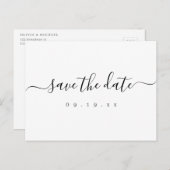 Moderne, elegante scriptbruiloft, sla de datum op aankondigingskaart (Voorkant / Achterkant)