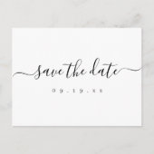 Moderne, elegante scriptbruiloft, sla de datum op aankondigingskaart (Voorkant)