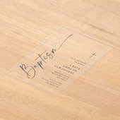 Moderne elegante scriptdoop acryl uitnodigingen (Laagn)