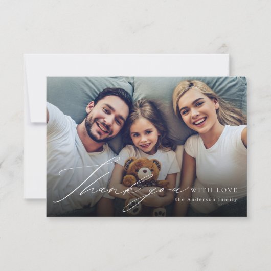 Moderne, elegante scriptfoto bedankt u (Voorkant)