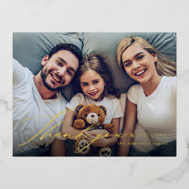 Moderne, elegante scriptfoto bedankt u folie feestdagen briefkaart