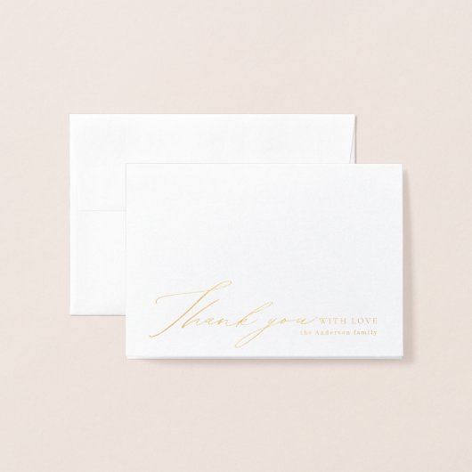 Moderne, elegante scriptfoto bedankt u folie kaarten (Voorkant met envelop)