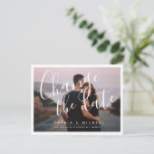 Moderne, elegante scriptfoto-verschuiving briefkaart (Staand voorkant)